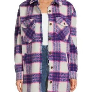 Madden NYC Plaid Shacket Size Medium NEW